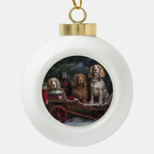 Boule En Céramique Cocker Spaniel Snowy Sleigh Décor de Noël