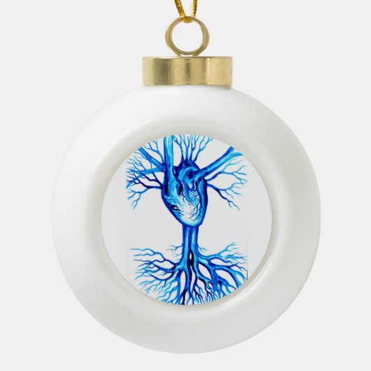 Boule En Céramique Coeur bleu (Devant)