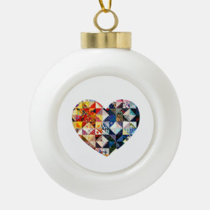Boule En Céramique Coeur coloré d'édredon de patchwork