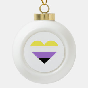 Boule En Céramique Coeur du drapeau de la Fierté non binaire