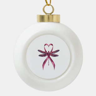 Boule En Céramique Cœur Mignon Cancer Sein Libellules Sensibilisation