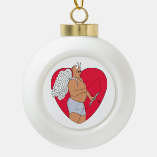 Boule En Céramique Coeur romantique avec un Cupide inhabituel