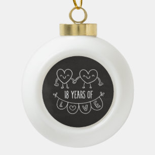 Boule En Céramique Coeurs de calèche-cadeaux du 18e anniversaire
