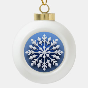 Boule En Céramique Conception de flocon de neige blanc détaillé