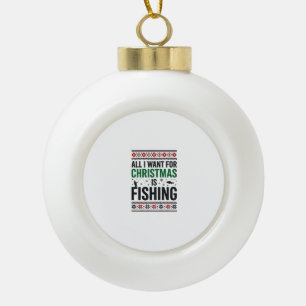 Boule En Céramique Conception de pull moche de pêche à Noël