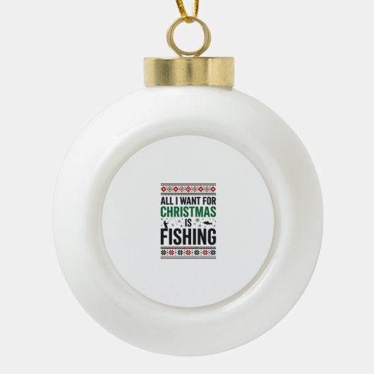Boule En Céramique Conception de pull moche de pêche à Noël (Devant)