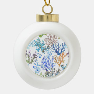 Boule En Céramique Coraux dessinés à la main : motif sous-marin.