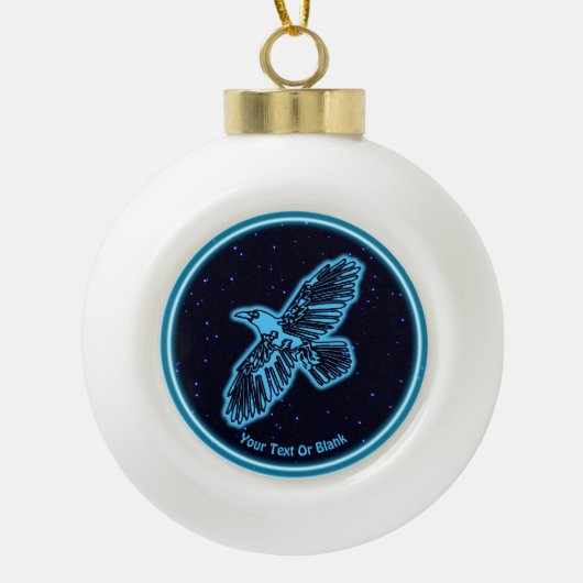 Boule En Céramique Corbeau bleu brillant sur les étoiles (Devant)