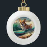 Boule En Céramique Corgi Beach Surf Peinture<br><div class="desc">Plongez dans le monde ludique de l'aventure canine avec cette peinture captivante. Un chien en ébullition se rend aux vagues, chevauchant habilement le surf sur une plage baisée par le soleil. L'oeuvre d'art vibrante capte magnifiquement l'essence de l'excitation au bord de la plage tandis que le chien court sans crainte...</div>