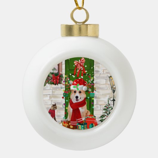Boule En Céramique corgi Chien Noël (Devant)
