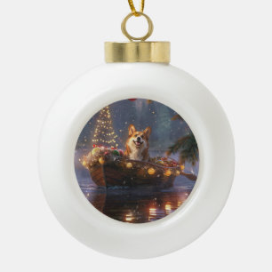 Boule En Céramique Corgi Christmas Festive Voyage