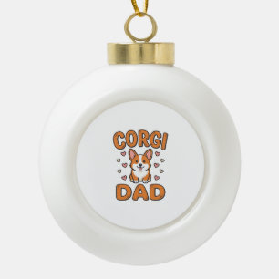 Boule En Céramique Corgi Papa Gravure Vintage T-Shirt pour Amoureux d