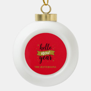 Boule En Céramique Couleur or Rouge Bonne Année Joyeux Noël