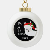 Boule En Céramique Coupable Noël Fa La Llama Rouge blanc Customisé (Devant)