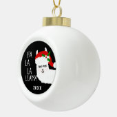 Boule En Céramique Coupable Noël Fa La Llama Rouge blanc Customisé (Droite)
