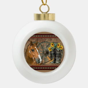 Boule En Céramique Cowboy de Western Horse Cowboy Cowboy Hat Wagon Wh