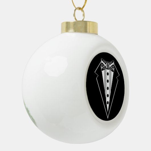 Boule En Céramique Cravate Bow noir et blanc avec Tux (Gauche)