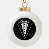 Boule En Céramique Cravate Bow noir et blanc avec Tux (Devant)