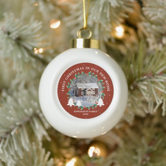 Boule En Céramique Create your own First Christmas in new home photo (Arbre)
