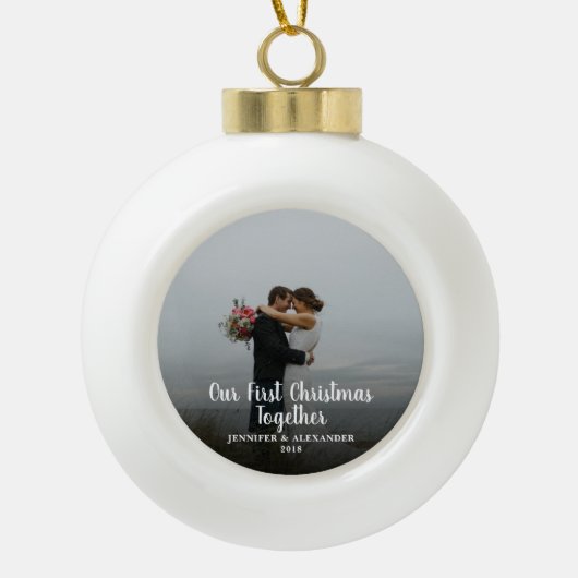 Boule En Céramique Créez votre propre photo First Christmas ensemble (Devant)