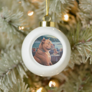 Boule En Céramique Croisière de Noël American Staffordshire : Pawsome