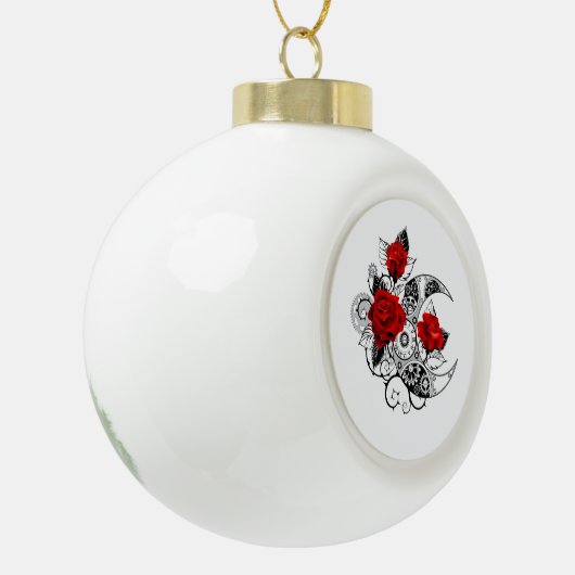 Boule En Céramique Croissant mécanique avec roses rouges (Gauche)