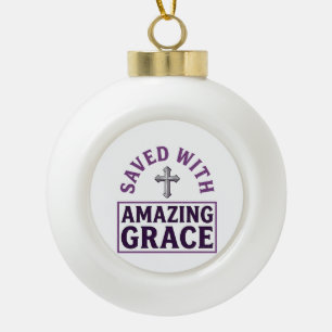 Boule En Céramique Croix chrétienne Amazing Grace vintage