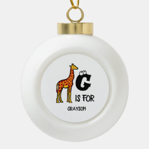 Boule En Céramique Custom monogram G is for Giraffe cute giraffes