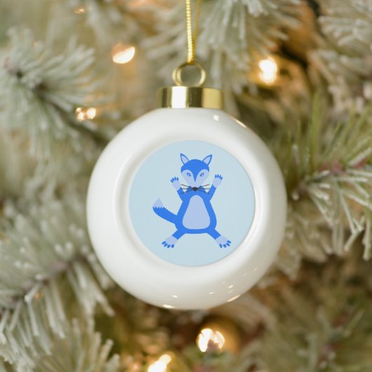 Boule En Céramique Cute Blue Baby Boy Fox (Arbre)