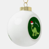 Boule En Céramique Cute Dinosaur Père Noël Vert Enfants Monogramme (Gauche)
