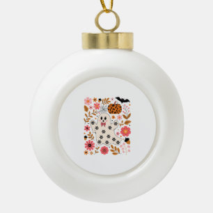 Boule En Céramique Cute Fantôme et Citrouille Floral Éffrayant