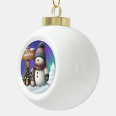 Boule En Céramique Cute snowman on North Pole with northern lights (Droite)