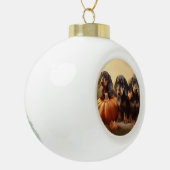 Boule En Céramique Dachshund Chiot Automne Citrouille de plaisir (Gauche)