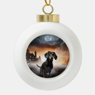 Boule En Céramique Dachshund Halloween Épouvantable