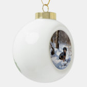 Boule En Céramique Dachshund Qu'Il Neige Noël (Gauche)