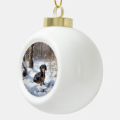 Boule En Céramique Dachshund Qu'Il Neige Noël (Droite)