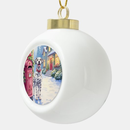 Boule En Céramique Dalmatian Festive Mailbox Christmas Art (Droite)