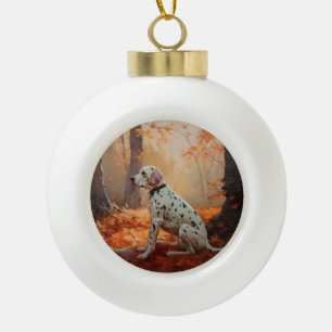 Boule En Céramique Dalmatien en automne Feuilles automne Inspirer