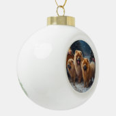 Boule En Céramique Décor de Noël Chow Chow Snowy Sleigh (Gauche)