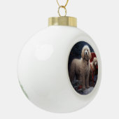 Boule En Céramique Décor de Noël de caniche Snowy (Gauche)