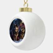 Boule En Céramique Décor de Noël Lapphund Snowy Sleigh (Droite)