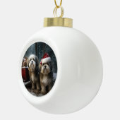 Boule En Céramique Décor de Noël Malti tzu Snowy Sleigh (Droite)