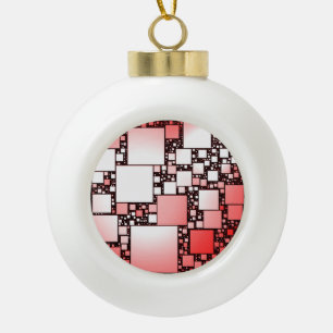 Boule En Céramique Décoration de flocon de neige Carré rouge et bla