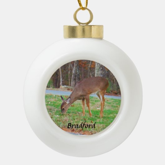 Boule En Céramique Deer, Personnaliser avec le nom (Devant)
