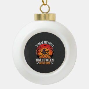 Boule En Céramique Déguisement Halloween Sorcière Chat et Citrouille