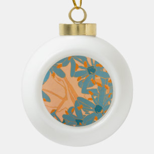 Boule En Céramique Design de feuille contemporain en pêche