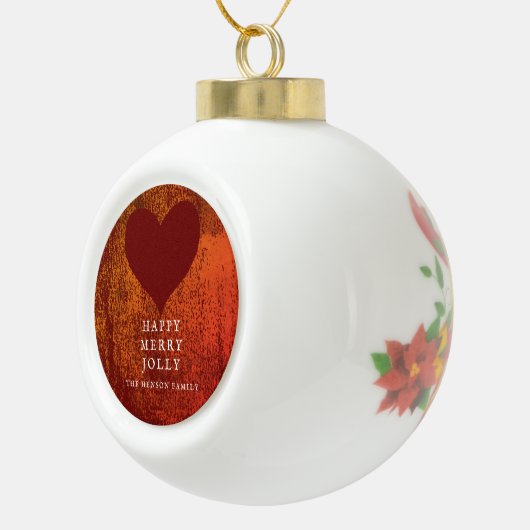 Boule En Céramique Dessin de coeur rouge artistique Noël de famille (Droite)