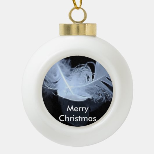 Boule En Céramique Deux plumes de flamme et réflexion (Devant)