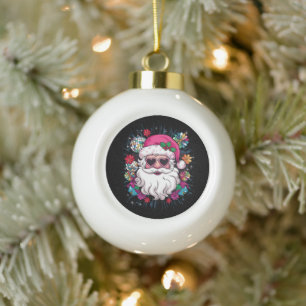 Boule En Céramique Disco Rose Père Noël Noël Fête de Noël Drôle
