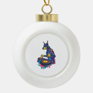 Boule En Céramique DJ Doberman � Vibes de club Party Dog